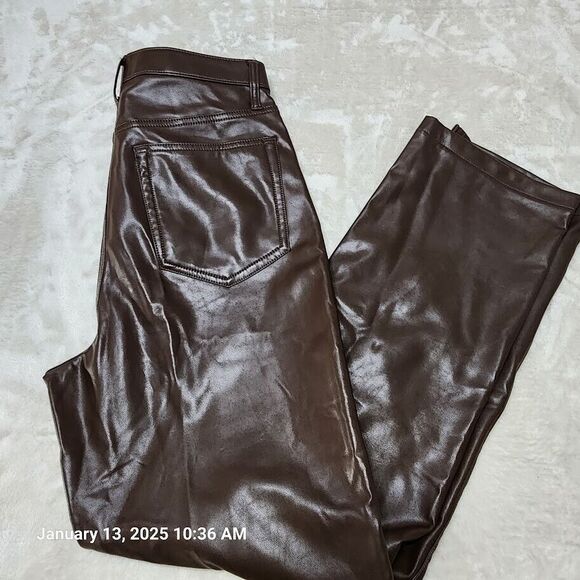 Abercrombie & Fitch Pants 90’s Straight Ultra High Rise Vegan Leather Women's 30 - Picture 3 of 10